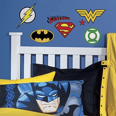 RoomMates RMK2749SCS DC Superhero Logos Peel and Stick Wall Decals, 16 Count $12.15 (Reg $18.19)