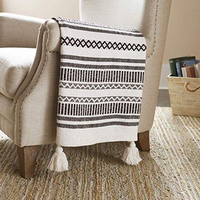 Stone & Beam Casual Jagged Global Design Throw Blanket - 60 x 50 Inch, Black / Ivory $53.35 (Reg $96.34)