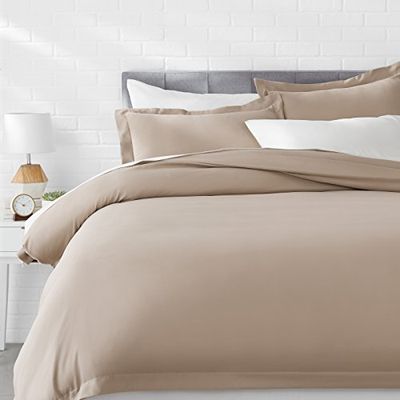 AmazonBasics Light-Weight Microfiber Duvet Cover Set - Full/Queen, Taupe $19.28 (Reg $31.91)