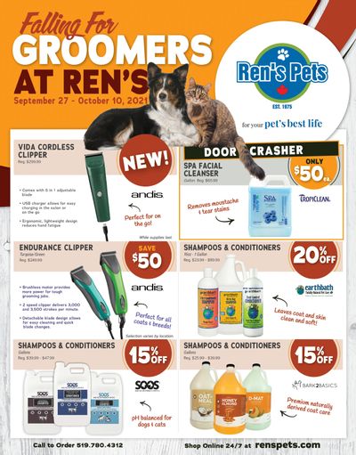 Ren's Pets Depot Falling for Groomer's Flyer September 27 to October 10
