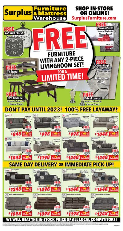 Surplus Furniture & Mattress Warehouse (St. Catharines) Flyer October 4 to 24