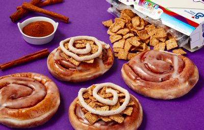 Krispy Kreme is Serving Up their New Cinnamon Toast Crunch Cinnamon Roll for a Short Time 