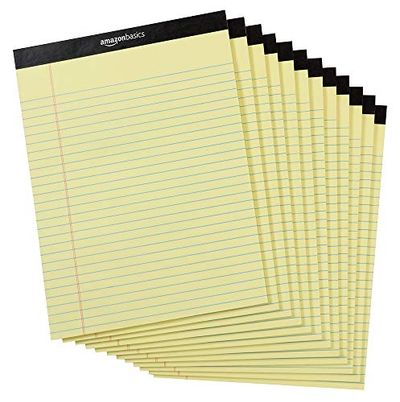 AmazonBasics Legal/Wide Ruled 8-1/2 by 11-3/4 Legal Pad - Canary (50 Sheet Paper Pads, 12 pack) $10.92 (Reg $21.99)