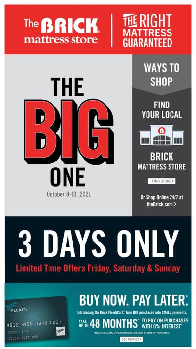 The Brick Mattress Store Flyer October 8 to 21