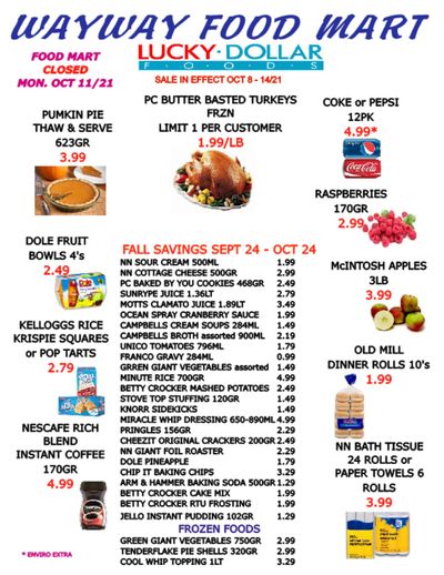 WayWay Food Mart Flyer October 8 to 14