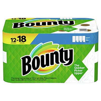 Bounty Select-A-Size Paper Towels, White, 12 Single Plus Rolls = 18 Regular Rolls $15.87 (Reg $19.99) Bounty Select-A-Size Paper Towels, White, 12 Single Plus Rolls = 18 Regular Rolls $15.87 (Reg $19.99)