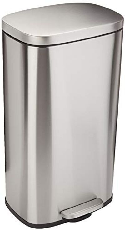 Amazon Basics Rectangle Soft-Close Trash Can - 30L, Satin Nickel $64.45 (Reg $80.45)