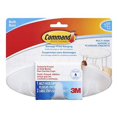 Command Multi-Hook with Water-Resistant Strips, Frosted, 1 Multi-Hook 2 Large Strips $3 (Reg $7.26)
