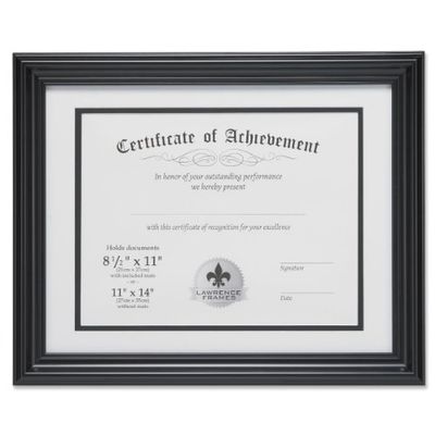 Lawrence Frames Dual Use 11 by 14-Inch Certificate Picture Frame with Double Bevel Cut Matting for 8.5 by 11-Inch Document,Black $20.31 (Reg $32.32)