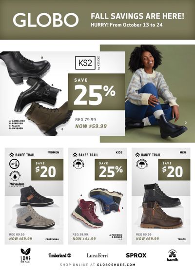 Globo Shoes Flyer October 13 to 24