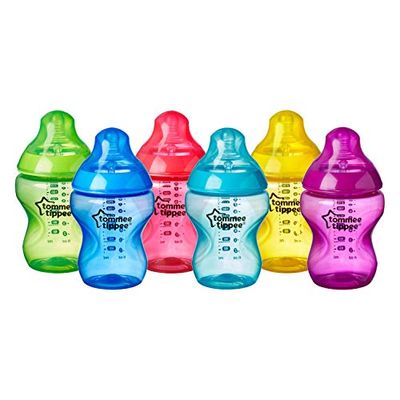 Tommee Tippee Closer to Nature Fiesta Fun Time Baby Feeding Bottles, Anti-Colic Valve, Breast-like Nipple for Natural Latch, Slow Flow, BPA-Free - 9 Ounces, Multi-colored, 6 Pack $15 (Reg $27.97)
