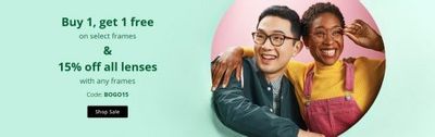 Clearly Canada Deals: BOGO FREE Eye Frames + 15% OFF ALL Lenses + More