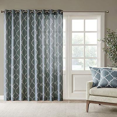 Madison Park Saratoga Fretwork Print Patio Window Curtain, 100x84, Blue $59.23 (Reg $84.99)
