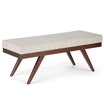 Simpli Home AXCOT-291-PLT Chanelle 48 inch Wide Mid Century Modern Rectangle Ottoman Bench in Platinum Woven Fabric $287.14 (Reg $304.36)