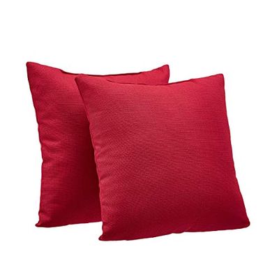 Amazon Basics 2-Pack Textured Weave Decorative Throw Pillows - 18" Square, Classic Red $20.82 (Reg $33.19)