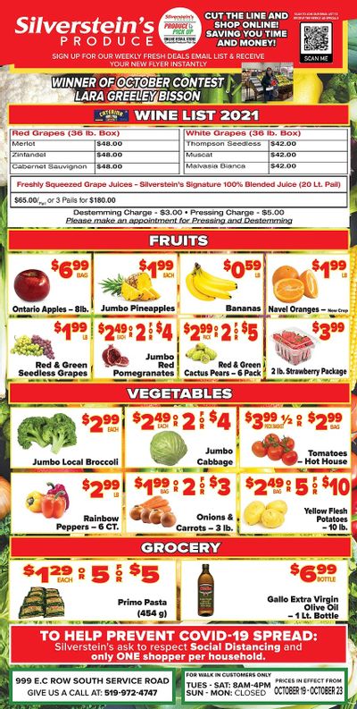 Silverstein's Produce Flyer October 19 to 23