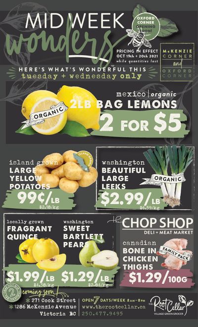 The Root Cellar Mid-Week Flyer October 19 to 20