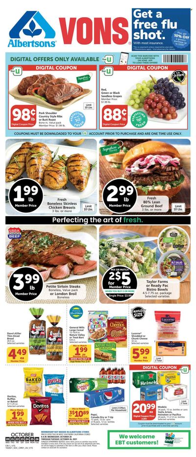 Albertsons (CA, ID, LA, MT, OR, TX, WA) Weekly Ad Flyer October 20 to October 27
