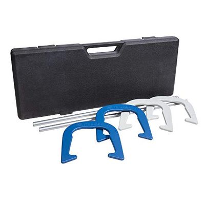 Triumph Premium Forged Horseshoe Set Complete with 4 Horseshoes, 2 Stakes and Hard Plastic Case with Locking Tabs for Transportation and Storage $76.25 (Reg $98.60)