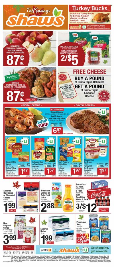 Shaw’s (MA, ME, NH, RI, VT) Weekly Ad Flyer October 21 to October 28