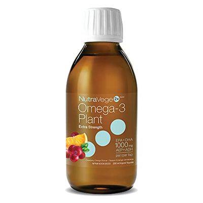 NutraSea Nature's Way NutraVege Plant-based Omega-3 Supplement, Extra Strength Formula, Vegetarian, EPA + DHA from Algal Oil, Vegan, Cranberry Orange Flavour, 200 mL Liquid $21.56 (Reg $36.97)