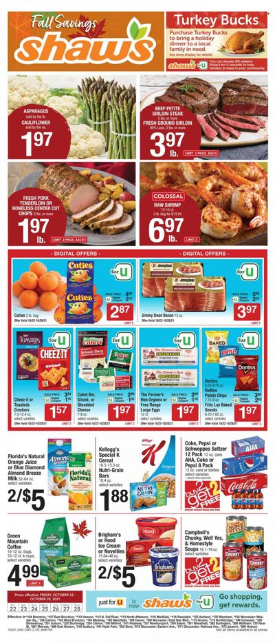 Shaw’s (MA, ME, NH, RI, VT) Weekly Ad Flyer October 22 to October 29