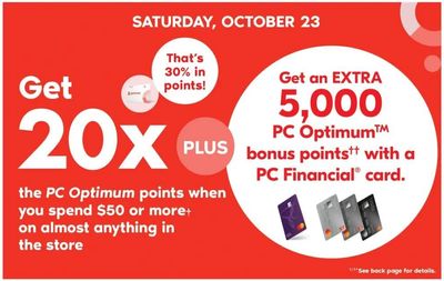 Shoppers Drug Mart Canada Offers: Get 20x The PC Optimum Points When You Spend $50 + 2 Day Sale