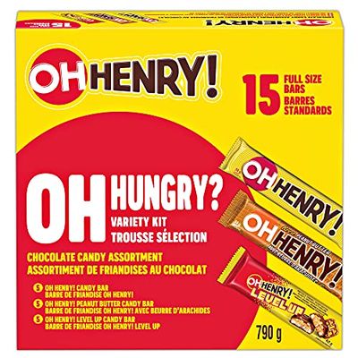 OH HENRY! Variety Pack, Chocolatey Candy Bars, Halloween Candy, Bulk Candy, 15 Bars, 790g $13.29 (Reg $18.99)