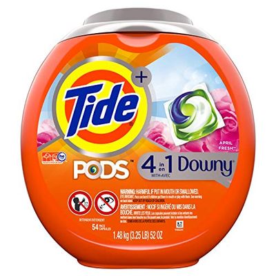 Tide PODS 4 in 1, Plus Downy, Laundry Detergent Liquid Pacs, April Fresh, 54 Count - Packaging May Vary $15.97 (Reg $18.77)