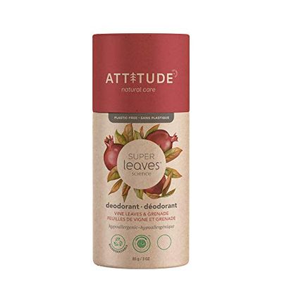 ATTITUDE Natural Deodorant for Women & Men - Aluminum Free, EWG Verified, Plastic-free, Biodegradable, Red Vine Leaves, 85 grams $7.64 (Reg $8.99)