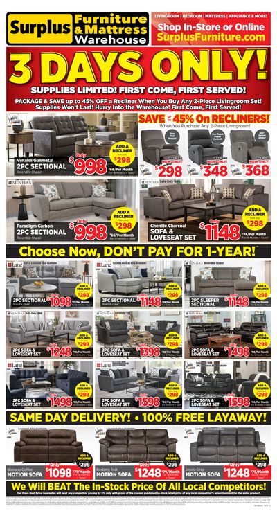 Surplus Furniture & Mattress Warehouse (Winnipeg) Flyer October 25 to 31