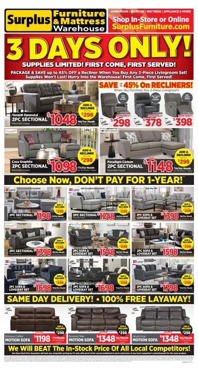 Surplus Furniture & Mattress Warehouse (St. John's) Flyer October 25 to 31