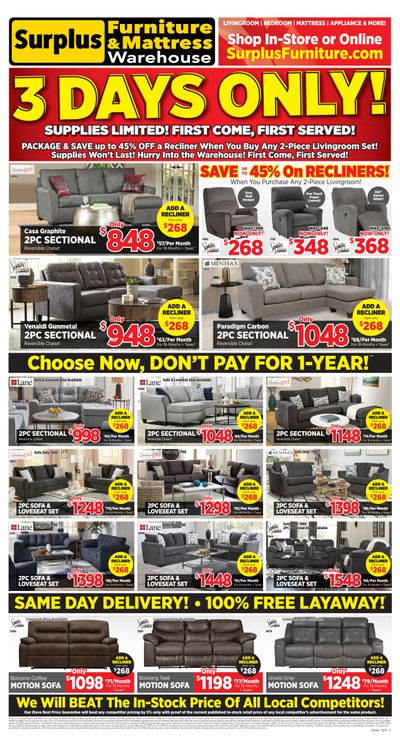 Surplus Furniture & Mattress Warehouse (St. Catharines) Flyer October 25 to 31