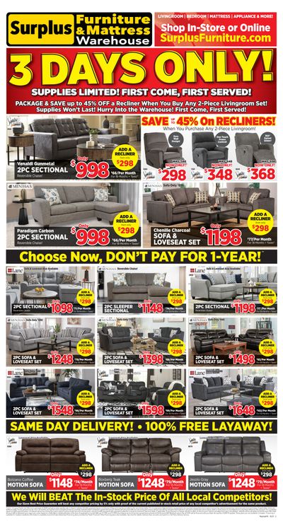 Surplus Furniture & Mattress Warehouse (Saskatoon) Flyer October 25 to 31