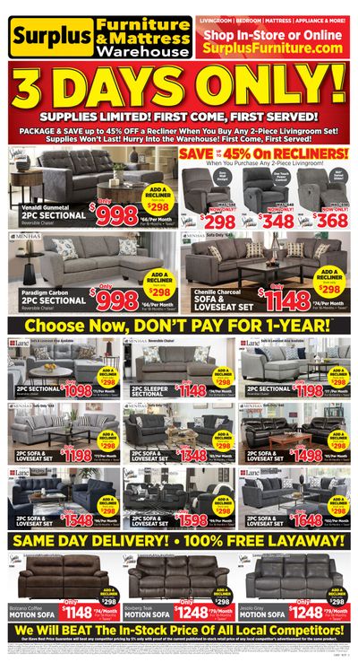 Surplus Furniture & Mattress Warehouse (Calgary) Flyer October 25 to 31