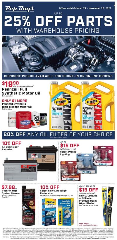 Pep Boys Weekly Ad Flyer October 25 to November 1