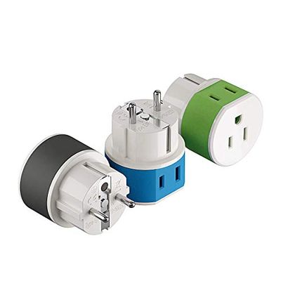 Orei Germany, France, Schuko Travel Plug Adapter - 2 USA Inputs - 3 Pack- Type E/F (US-9) - Does Not Convert Voltage $13.99 (Reg $22.76)