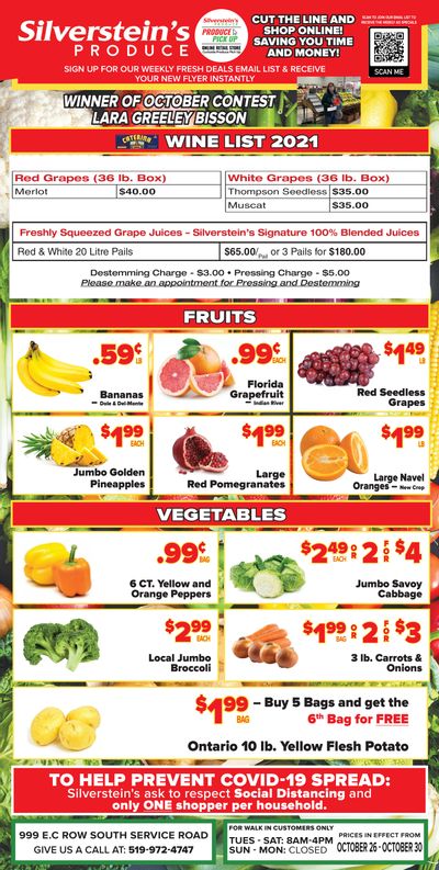 Silverstein's Produce Flyer October 26 to 30