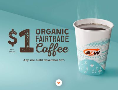 A&W Canada Offers: Enjoy Any Size Coffee for Only $1.00.