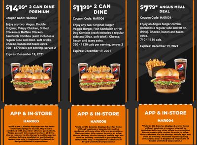 Harvey’s Canada New Digital Coupons: Two Premium Combo for $14.99 + More Deals