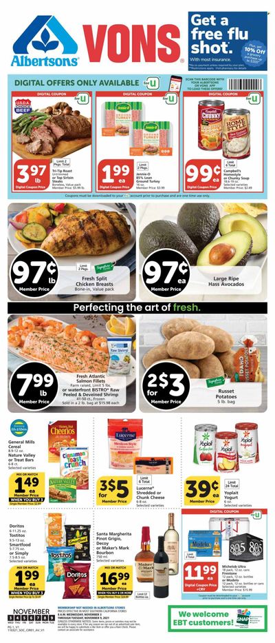 Albertsons (CA, ID, LA, MT, OR, TX, WA) Weekly Ad Flyer November 3 to November 10