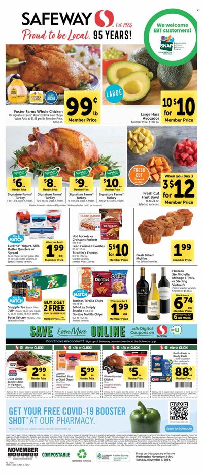 Safeway (AZ, CA, CO, HI, MD, NE, OR, VA, WA) Weekly Ad Flyer November 3 to November 10