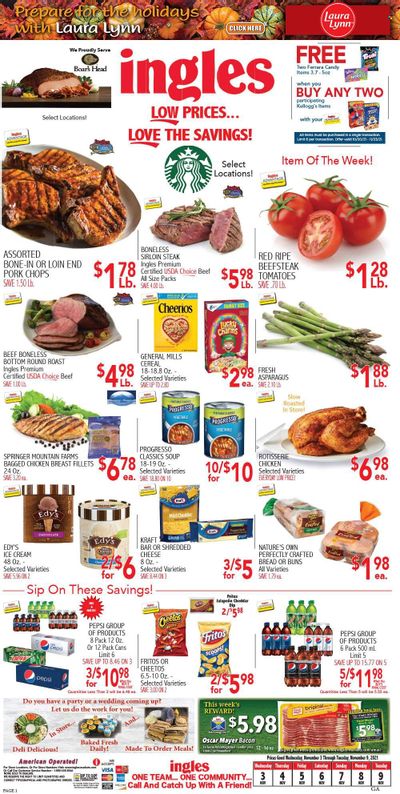 Ingles (GA, NC, SC, TN) Weekly Ad Flyer November 3 to November 10 Ingles (GA, NC, SC, TN) Weekly Ad Flyer November 3 to November 10