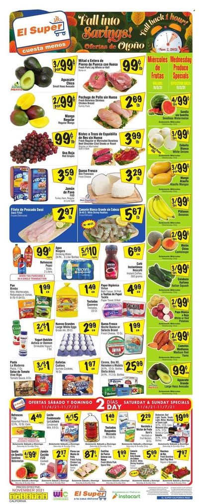 El Super (CA, NM, NV, TX) Weekly Ad Flyer November 3 to November 10