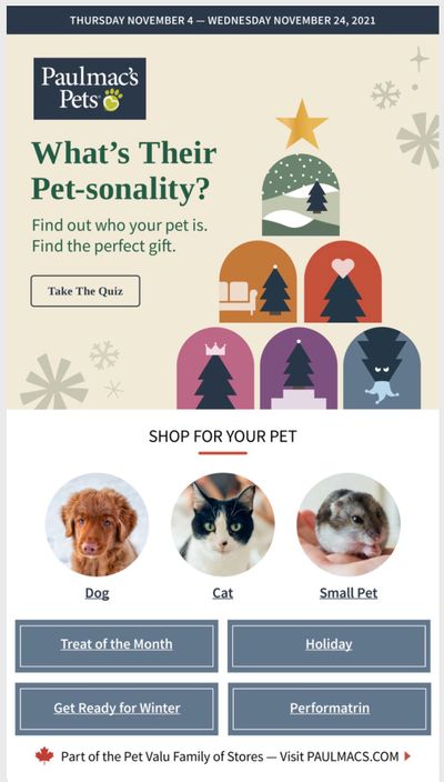 Paulmac's Pets Flyer November 4 to 24