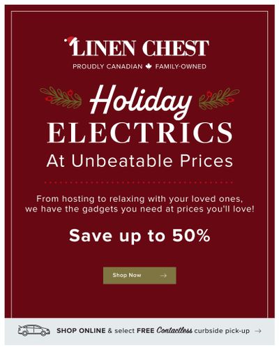 Linen Chest Holiday Electrics Flyer November 4 to 20
