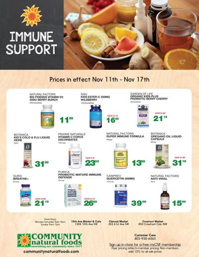 Community Natural Foods Immune Support Flyer November 11 to 17