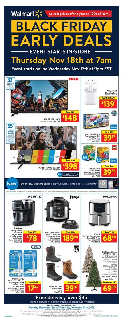 Walmart Canada (ON) Black Friday Early Deals Flyer November 18 to 24, 2021
