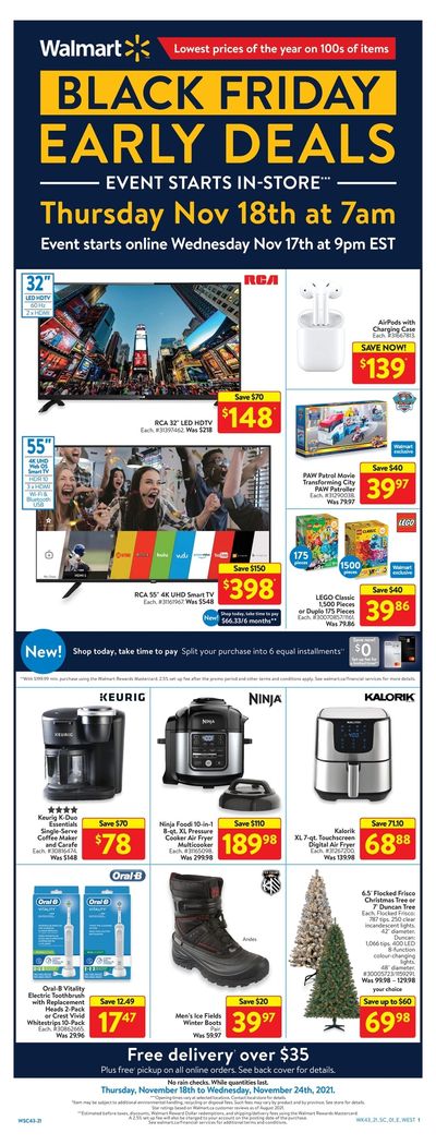Walmart Canada (West) Black Friday Early Deals Flyer November 18 to 24, 2021
