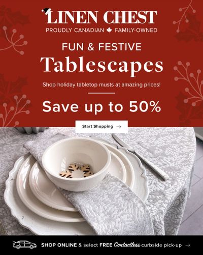 Linen Chest Fun and Festive Tablescapes Flyer November 8 to 30